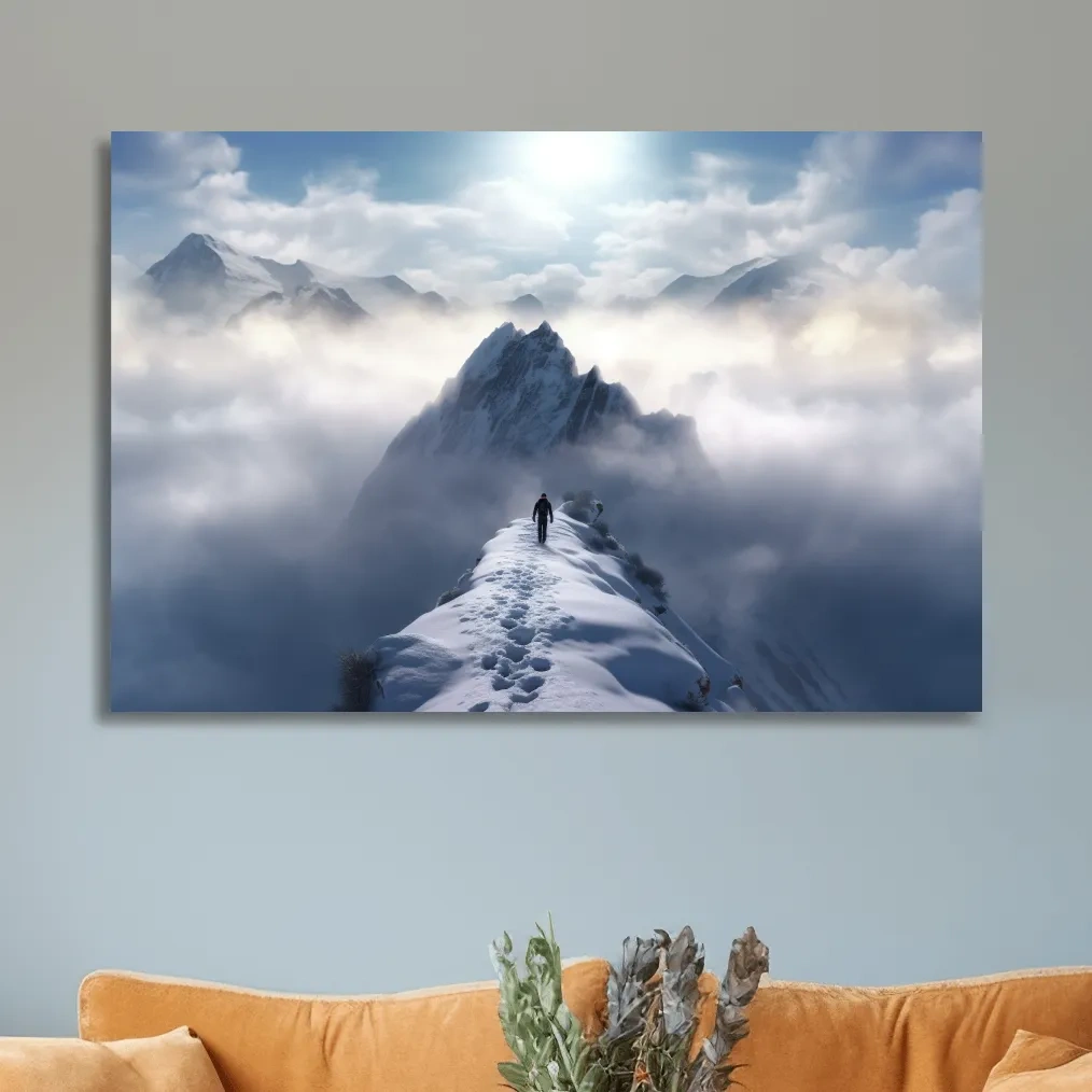 Epic Snowy Mountain Ridge Hike - Photographic Alpine Wall Art