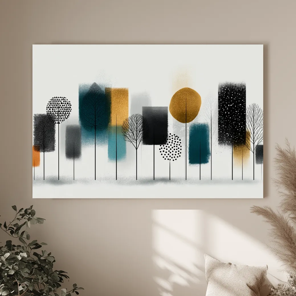 Abstract Minimalist Forest Grove Silhouettes - Modern Scandinavian Geometric Wall Art