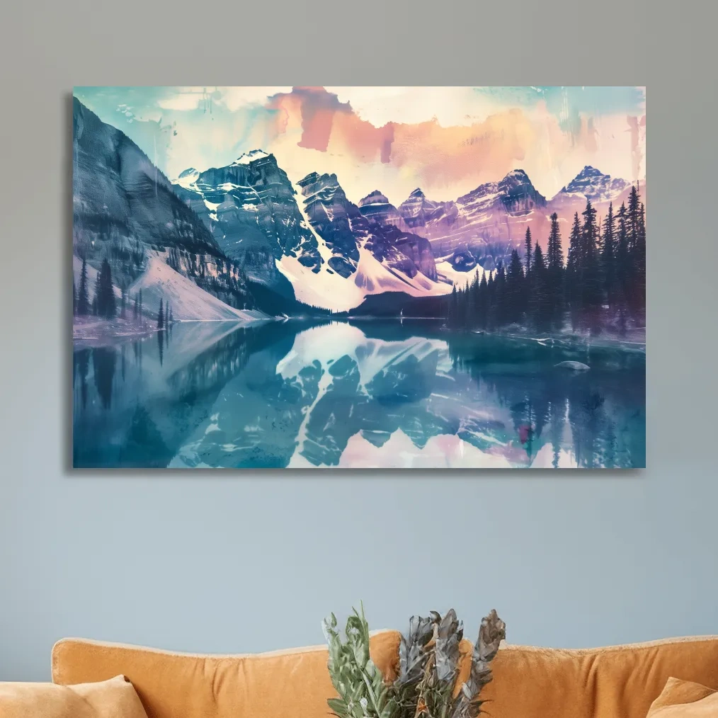Valley of the Ten Peaks Watercolor Painting - Moraine Lake Banff Wall Art
