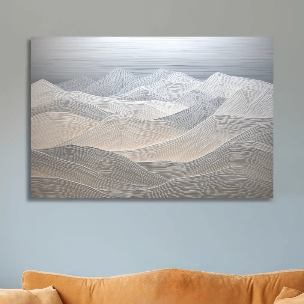 Minimalist Textured Topographic Mountain Ridges - 3D Painting Effect Wall Art