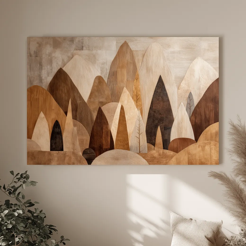 Earthy Abstract Boho Mountains - Modern Minimalist Forest Wall Art