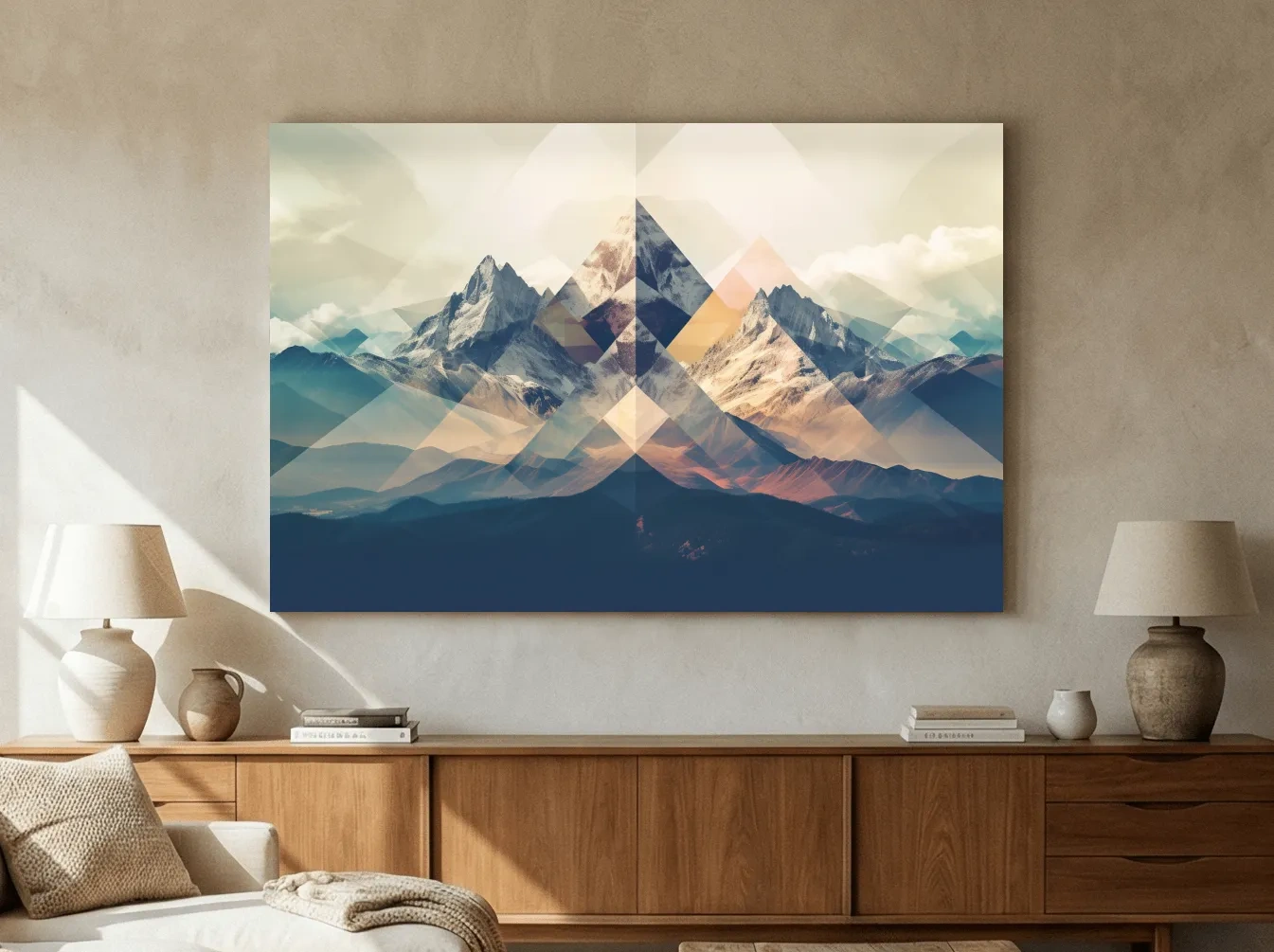 Geometric Abstract Alpine Mountain Peaks - Modern Polygon Landscape Wall Art
