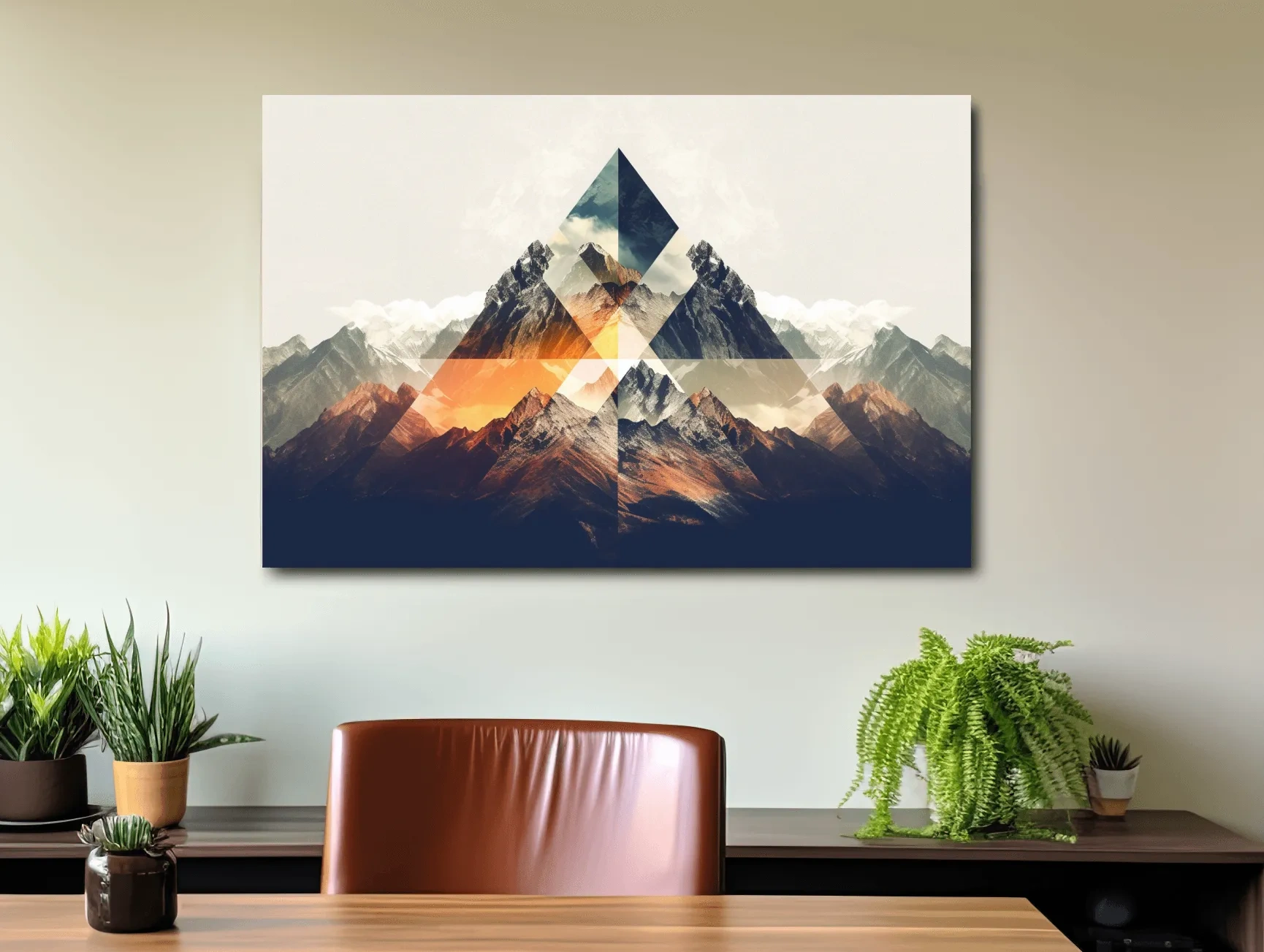 Abstract and geometric textured mountain art