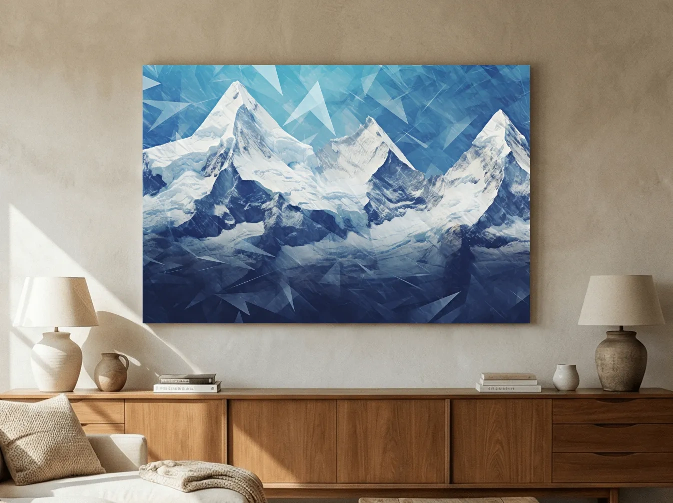 Geometric Icy Glacial Alpine Peaks - Abstract Mountain Landscape Wall Art