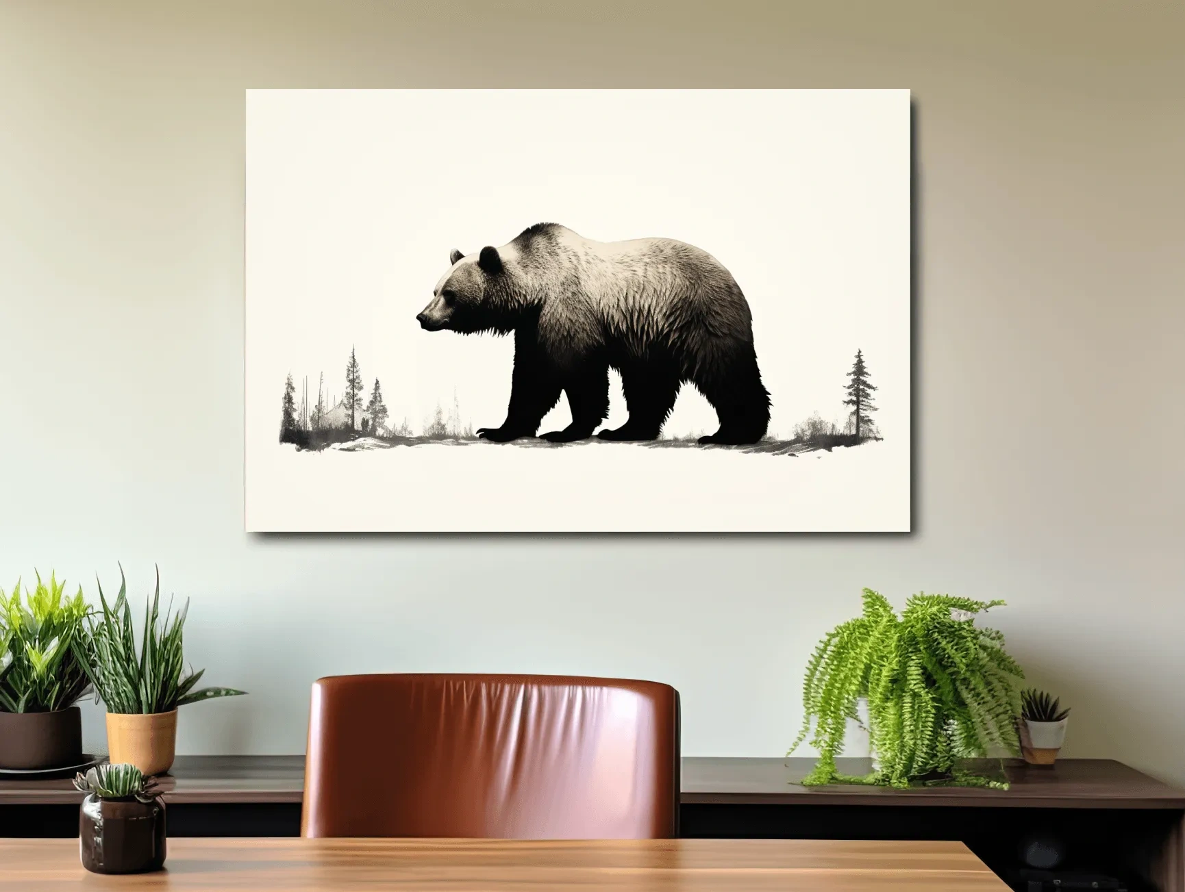 Minimalist Grizzly Bear Silhouette - Black And White Wildlife Wall Art