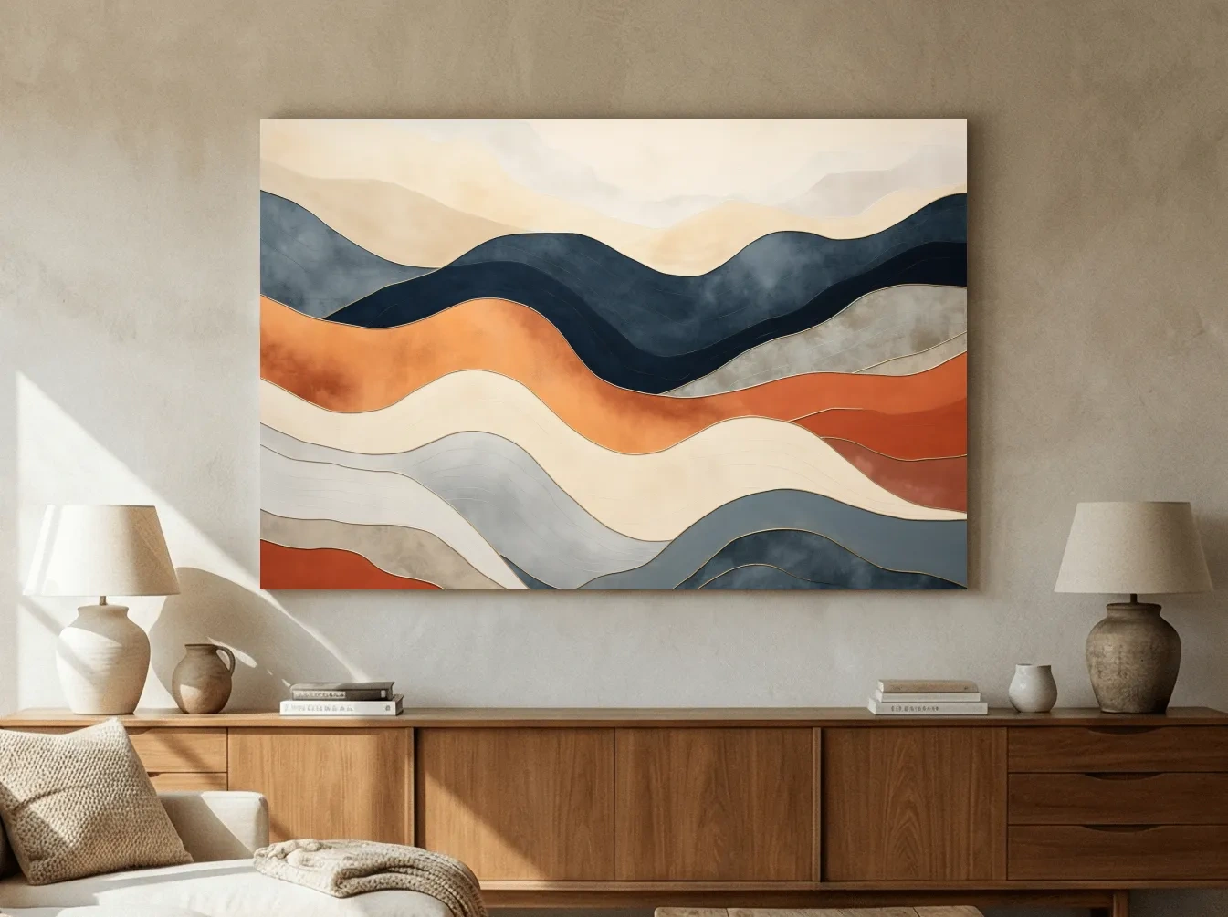 Abstract Wavy Mountain Layers - Mid Century Modern Landscape Wall Art