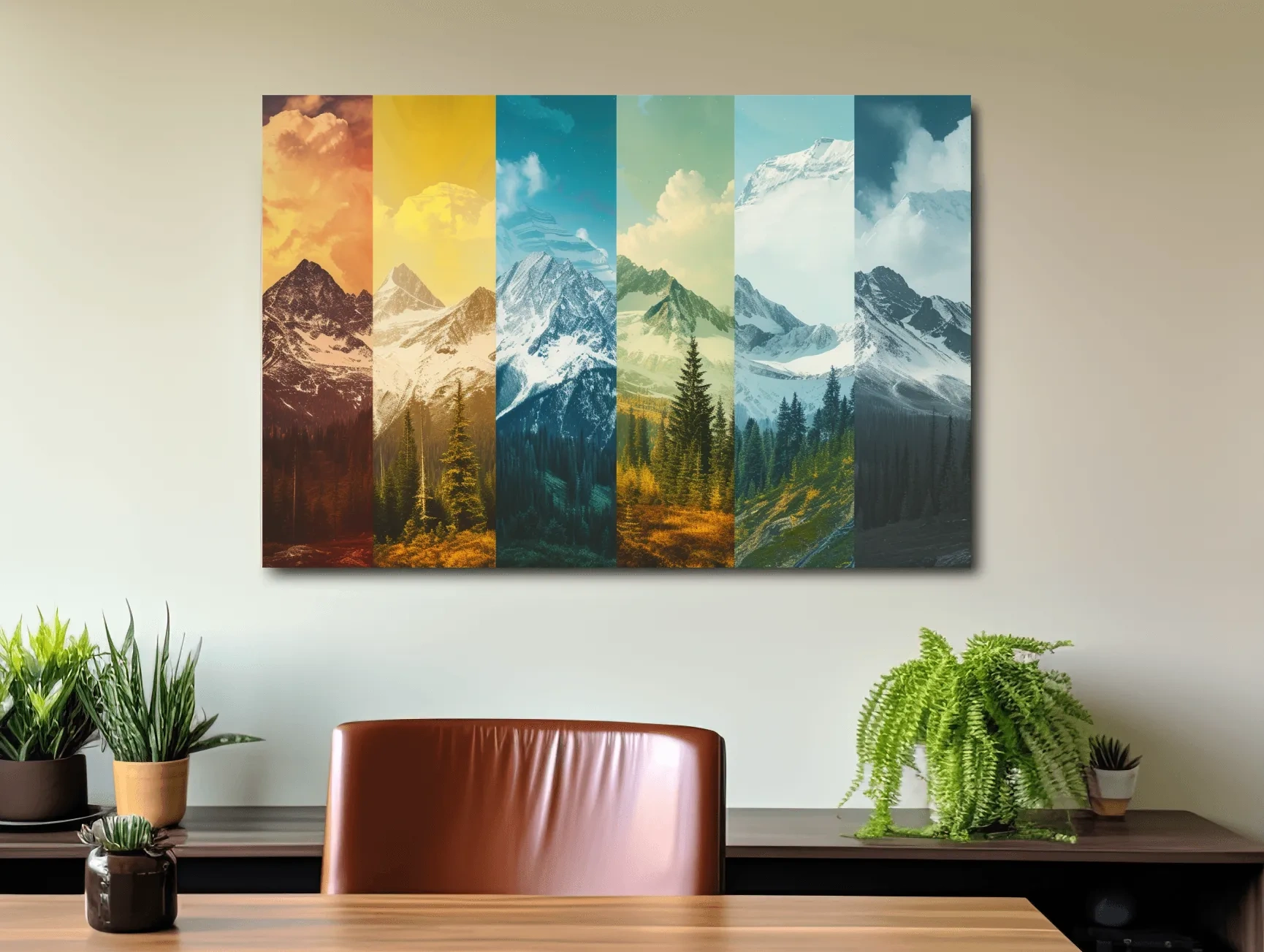 Colorful Mountain Peaks Collage - Modern Alpine Glacier Wall Art