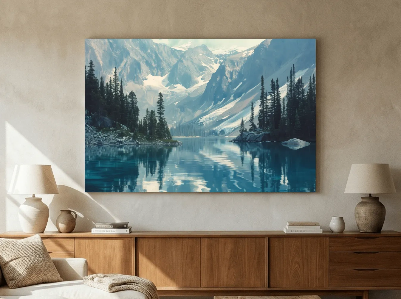 Rocky Mountains Turquoise Alpine Lake Reflection Photography - Pacific Northwest Mountain Wall Art