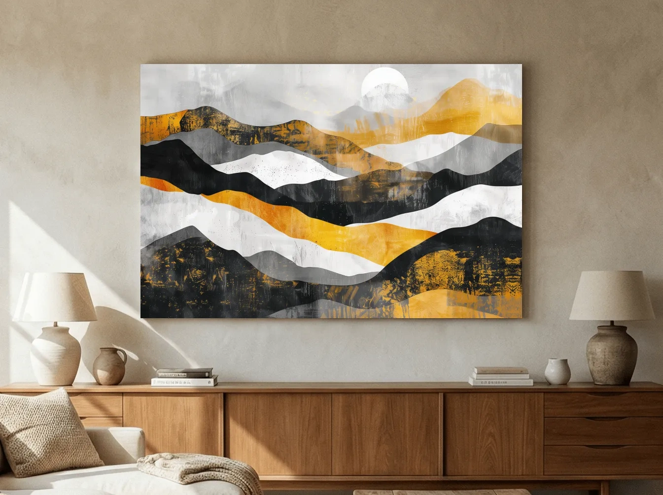 Abstract Layered Mountain Ranges - Modern Landscape Wall Art