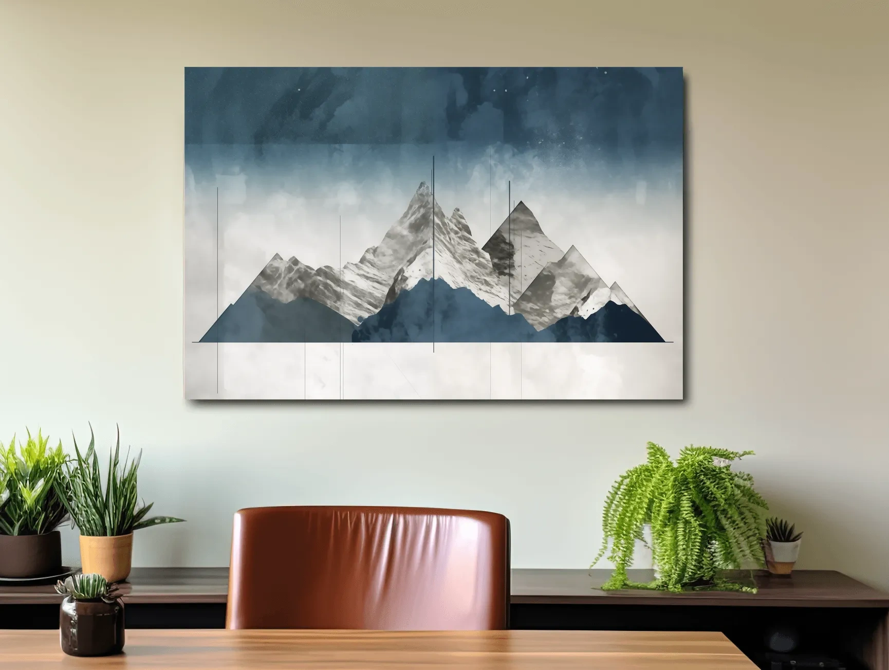 Simple abstract mountain painting