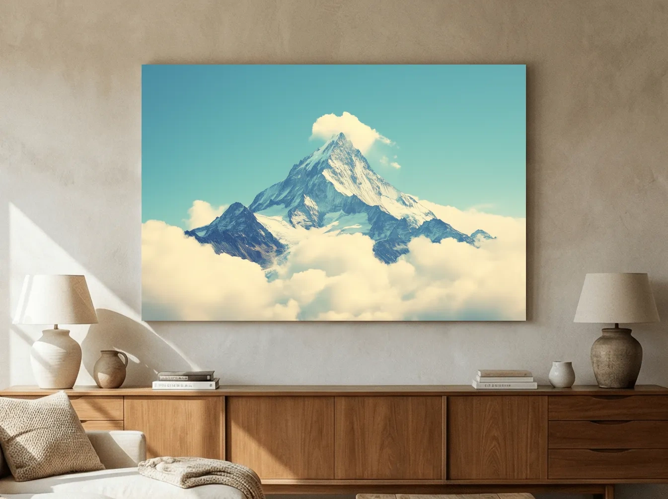 Snowy Alpine Peak Above Clouds - Serene Mountain Wall Art