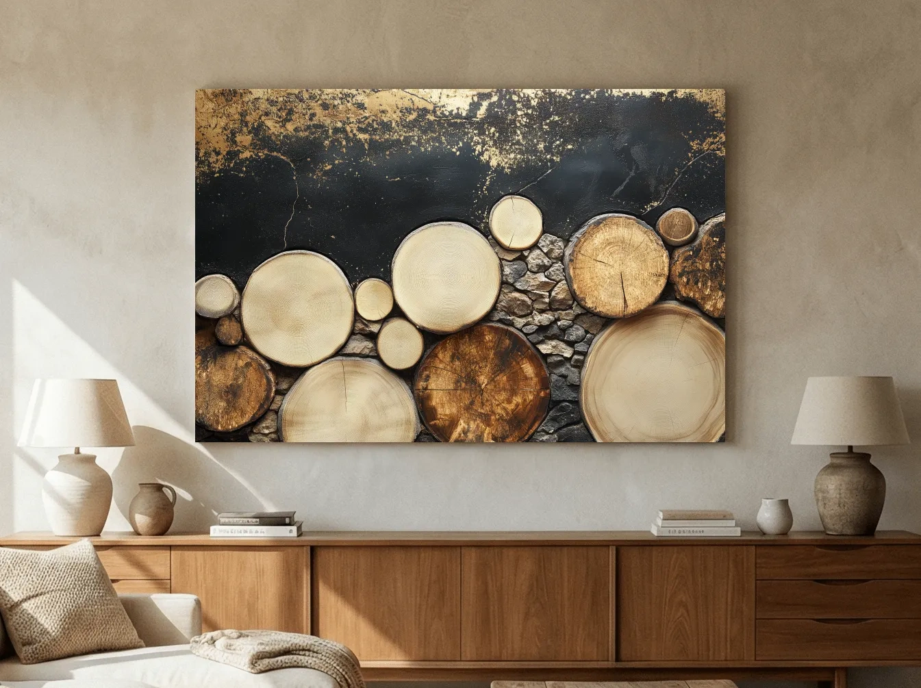 Rustic Wood & Stone Texture - Modern Farmhouse Wall Art