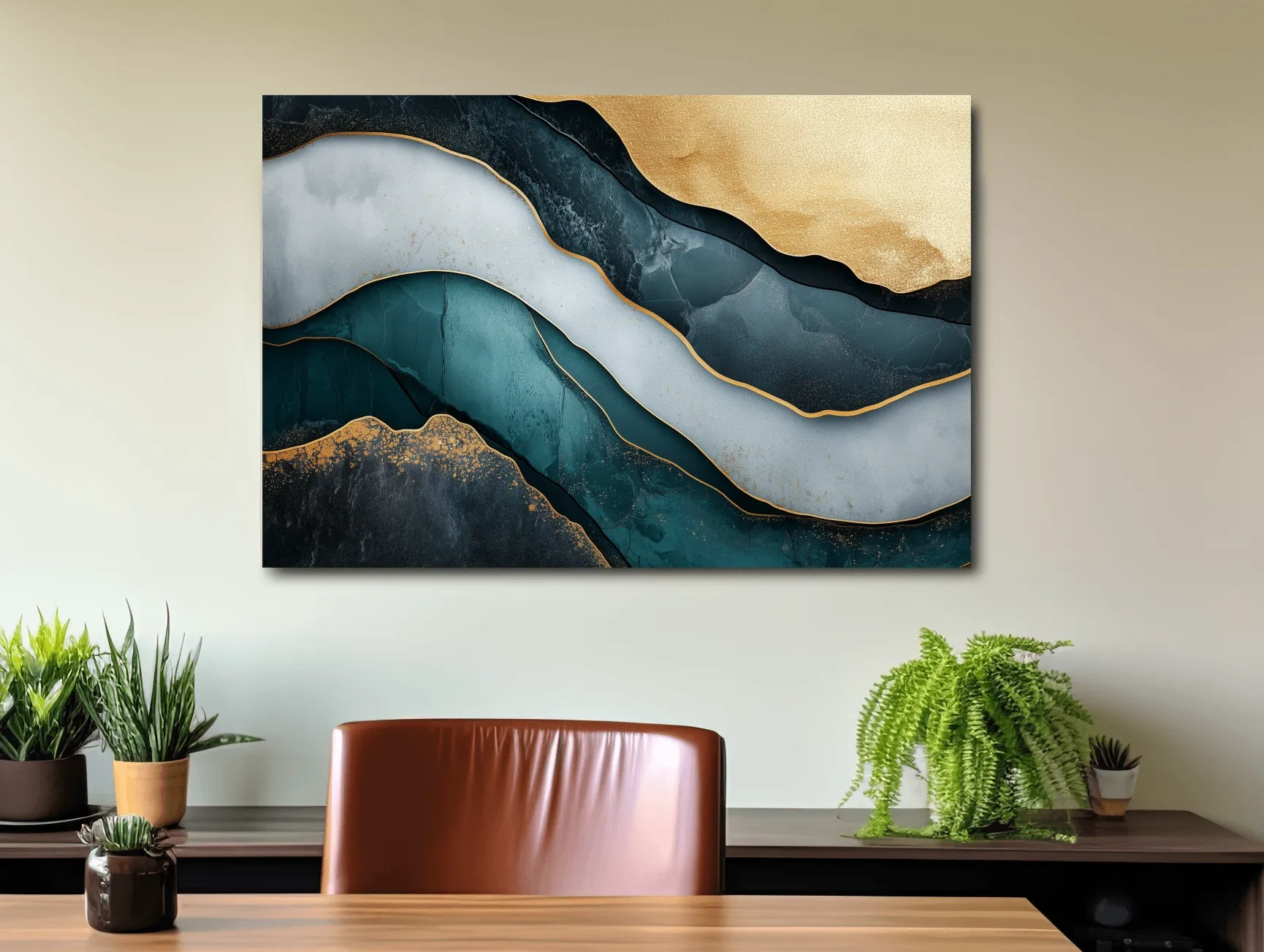Elegant Gold Abstract Layers - Modern Marble Texture Wall Art