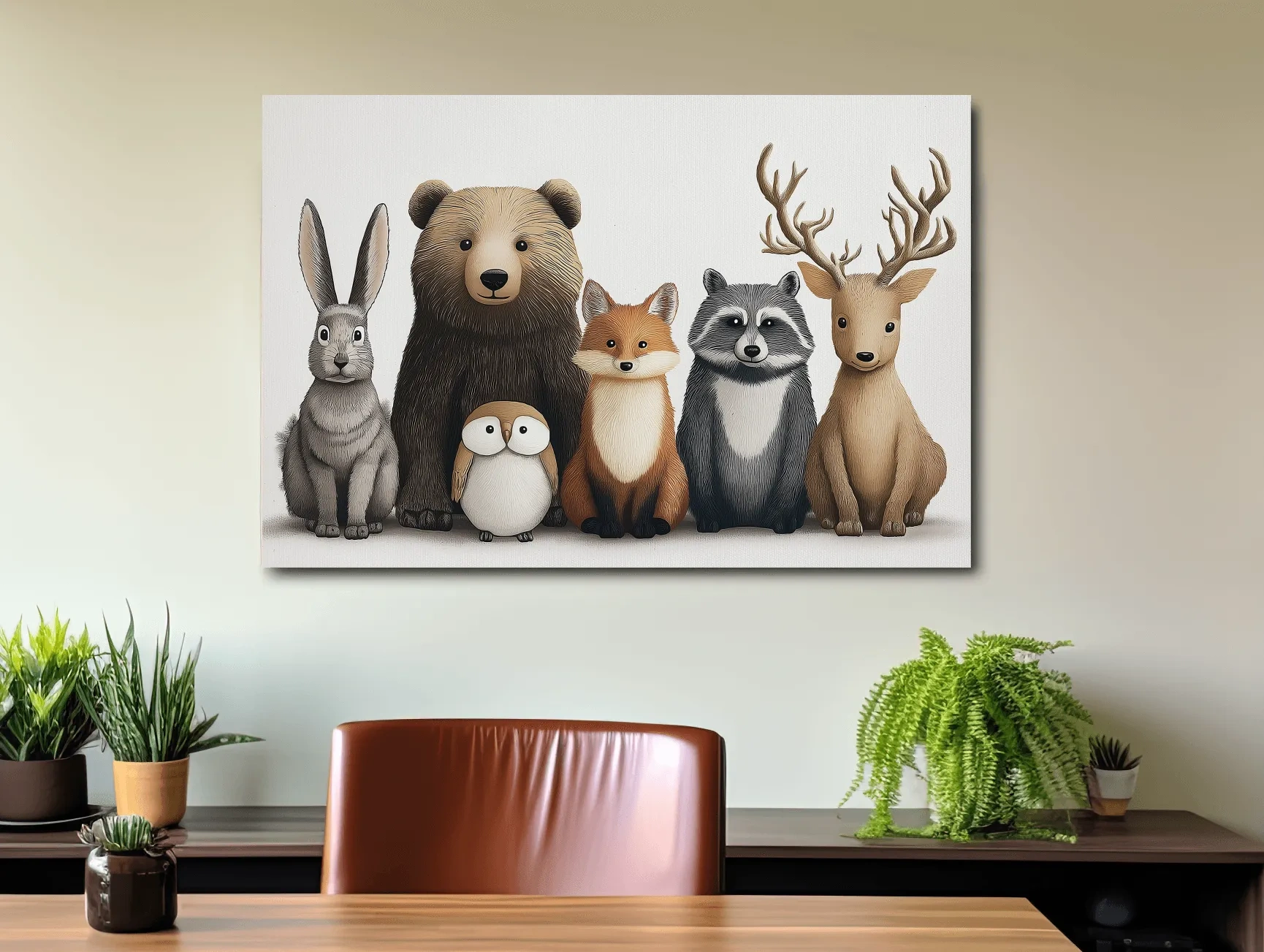 Adorable nursery woodland animals artwork, childrens room decor wall art