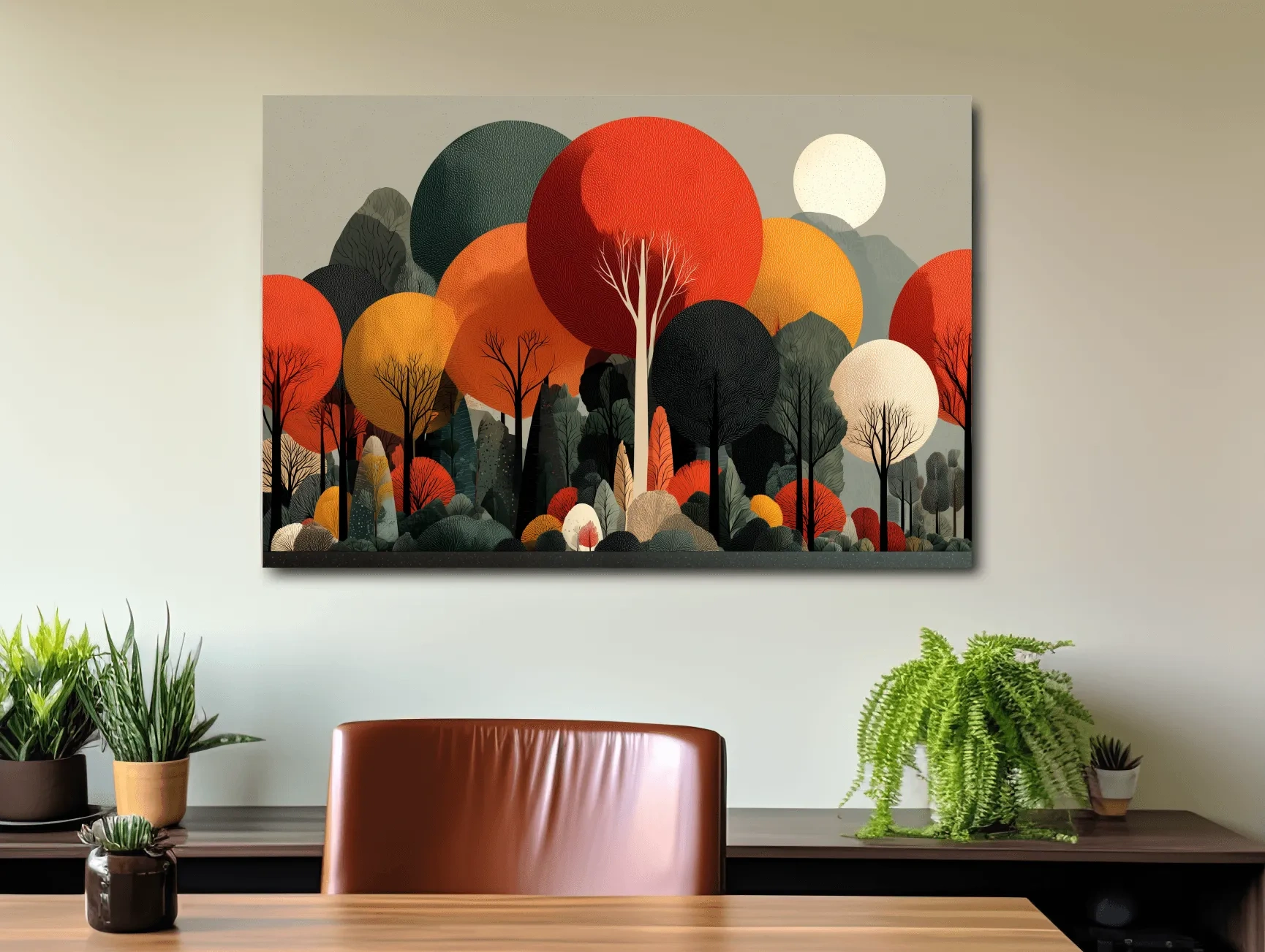 Abstract Autumn Forest Trees Canvas Art - Modern Scandinavian Wall Art