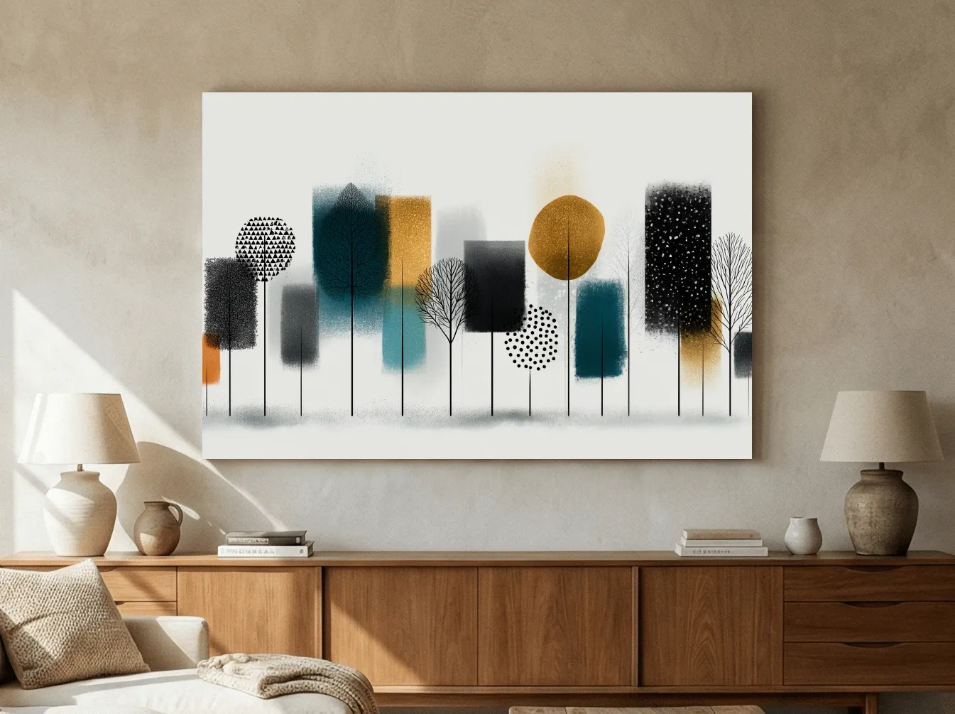 Abstract Minimalist Forest Grove Silhouettes - Modern Scandinavian Geometric Wall Art