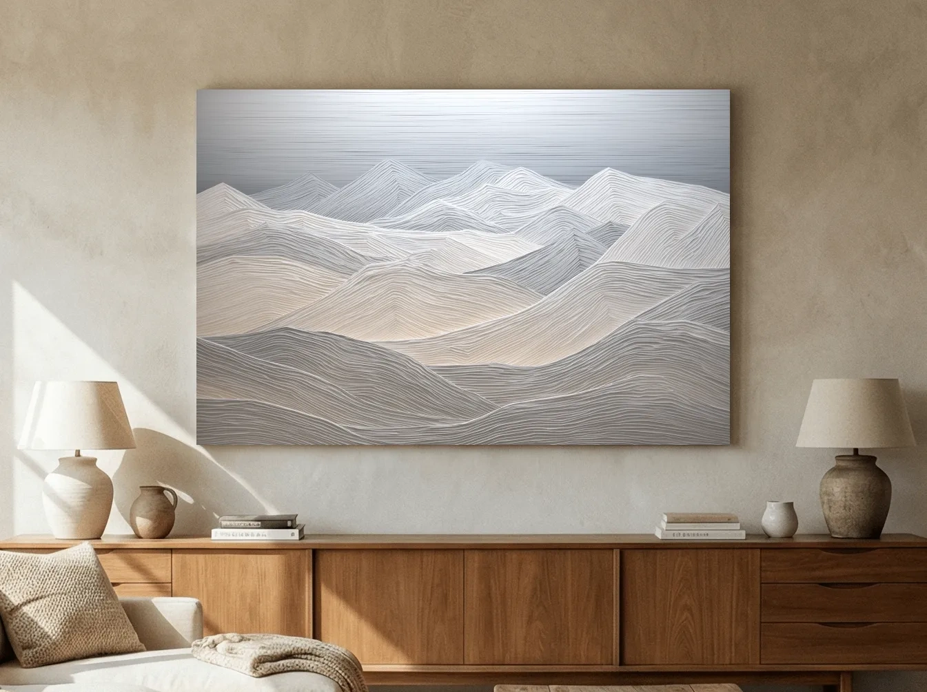 Minimalist Topographic Mountain Ridges - 3D Painting Effect Wall Art