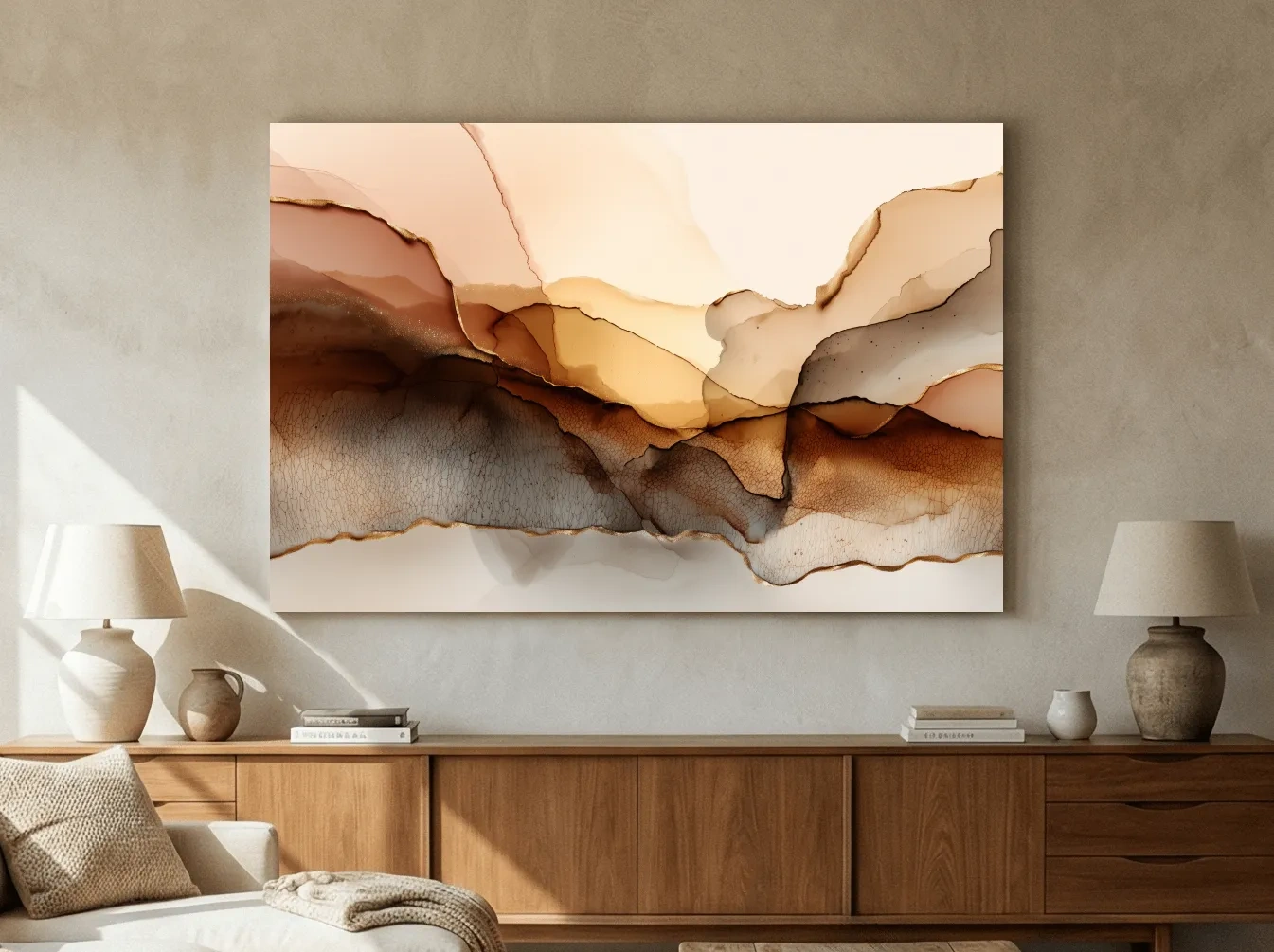 Abstract Alcohol Ink Landscape Painting - Modern Minimalist Wall Art