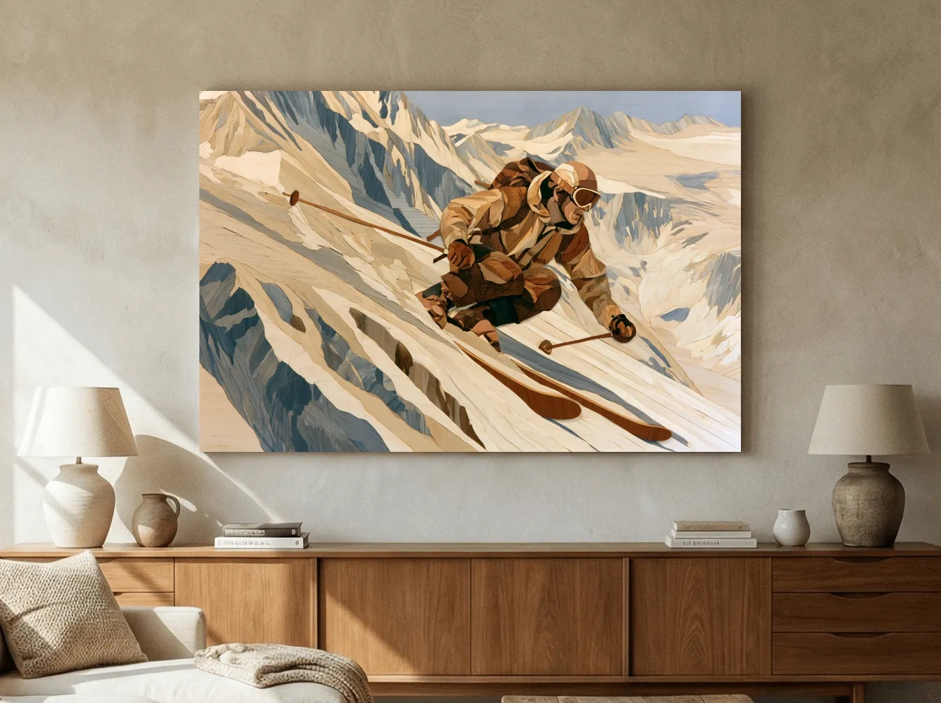 Dynamic Backcountry Skier Alpine Descent - Adventure Winter Sports Wall Art
