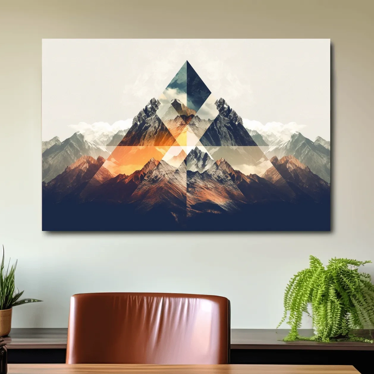 Abstract and geometric textured mountain art