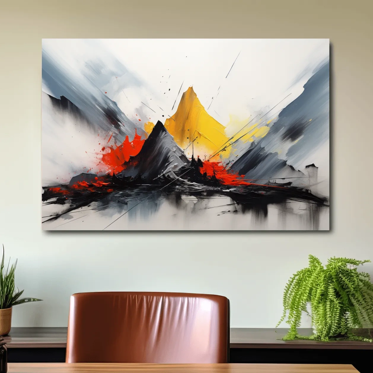 Abstract Mountain Peaks Painting - Modern Impasto Style Wall Art