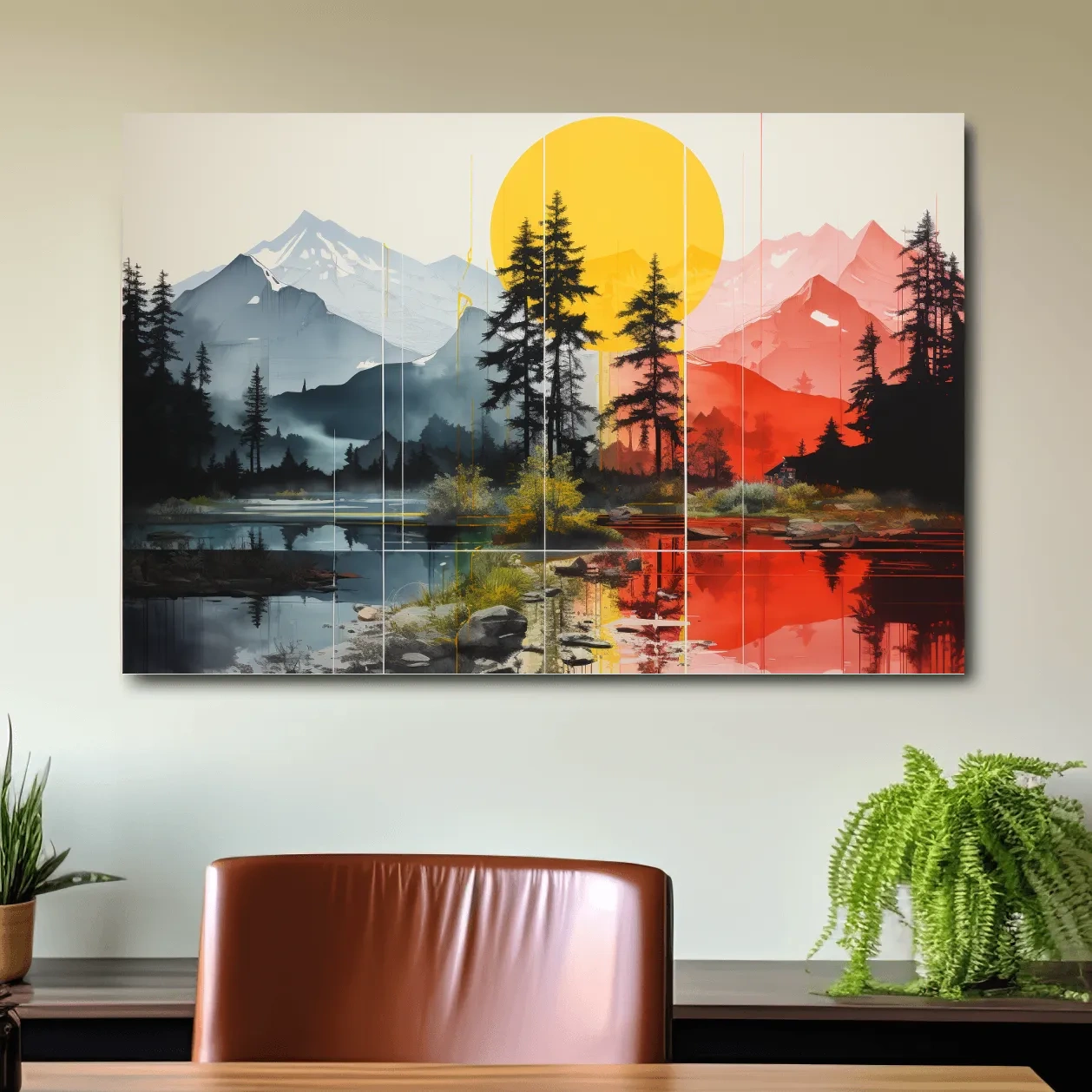 Alpine sunset watercolour painting artwork