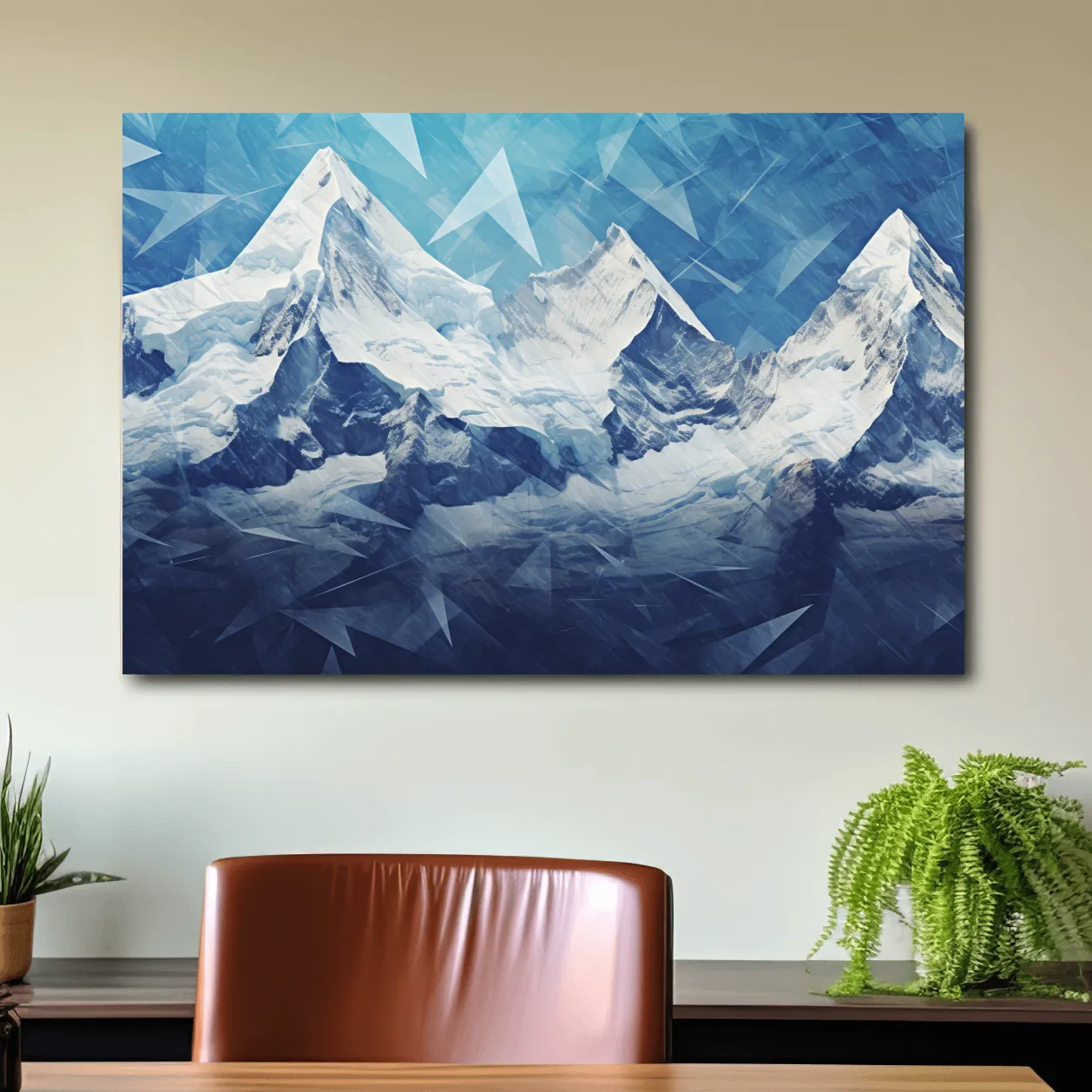 Geometric Icy Glacial Alpine Peaks - Abstract Mountain Landscape Wall Art