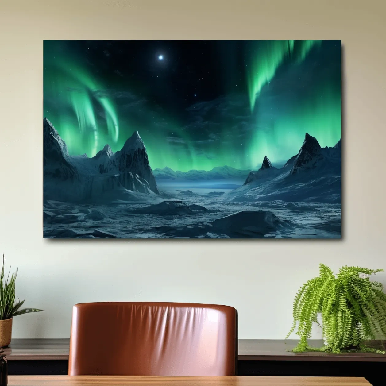 Photographic art, northern lights over the arctic