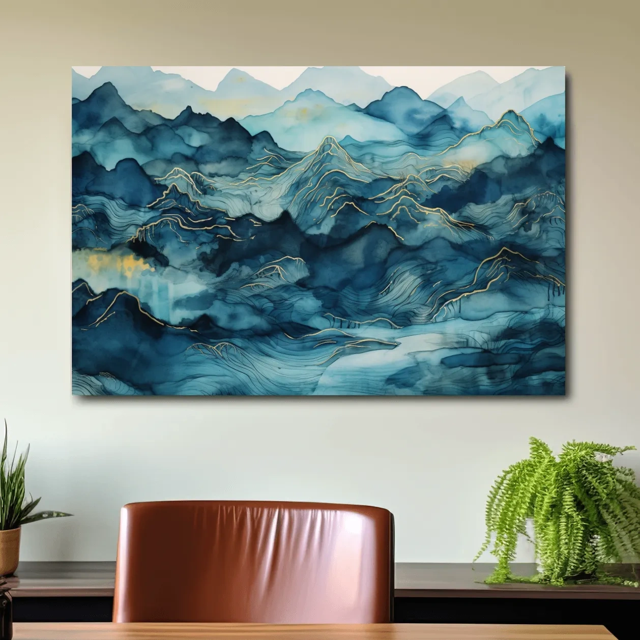 Abstract watercolour mountain painting
