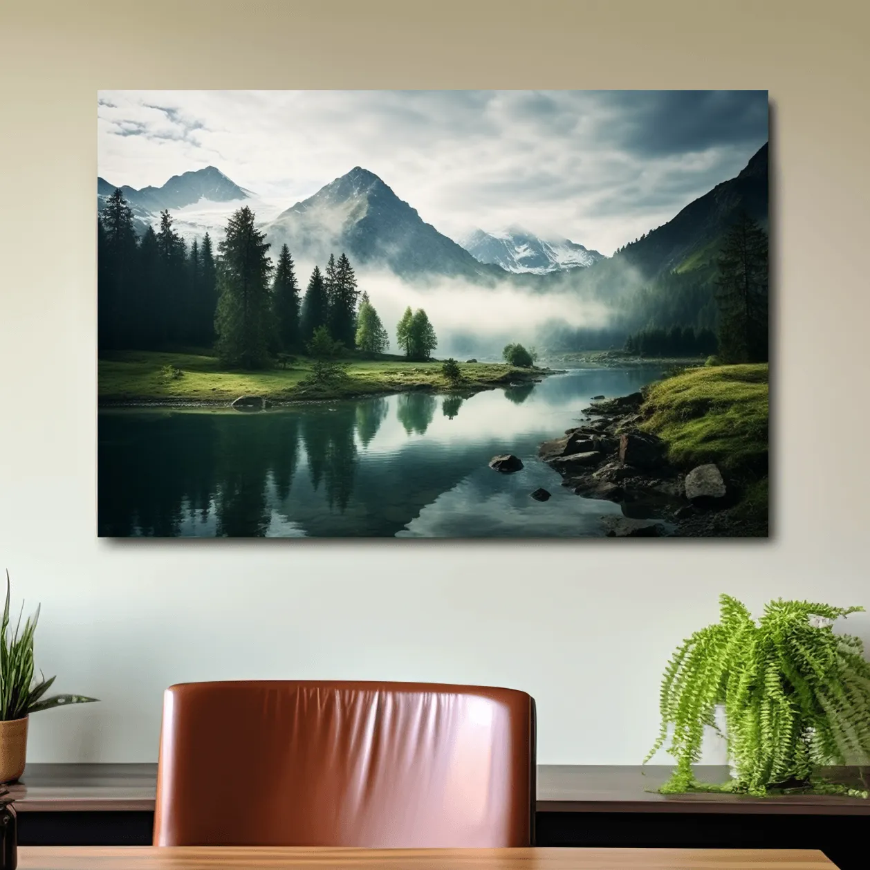 Photographic art, morning mountain mist