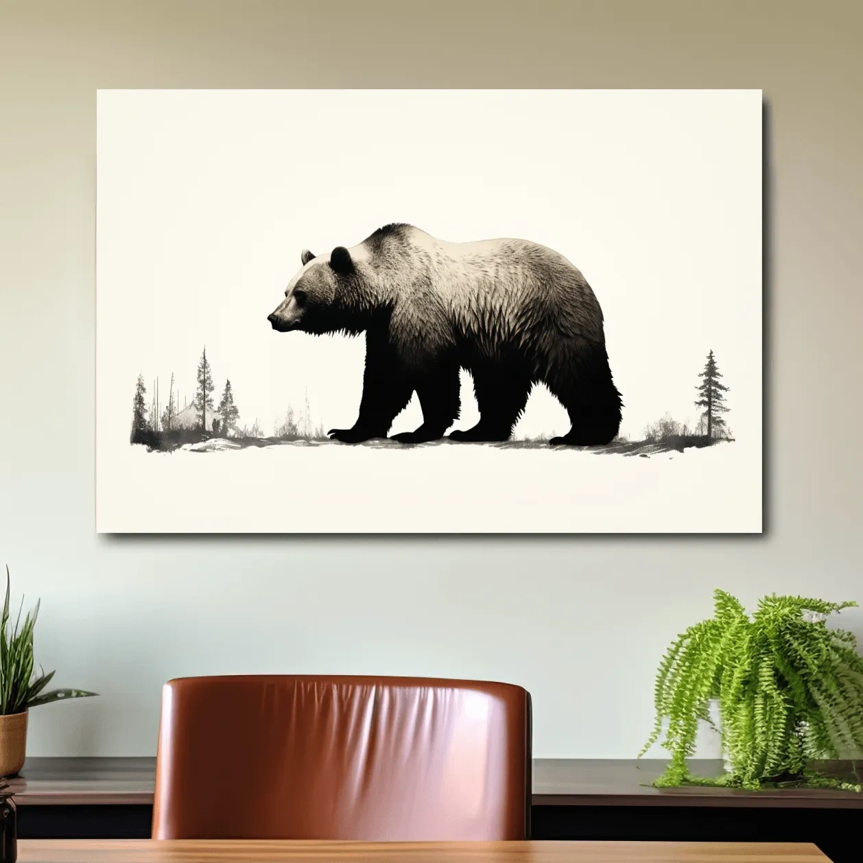 Minimal illustration art of a grizzly bear silhouette