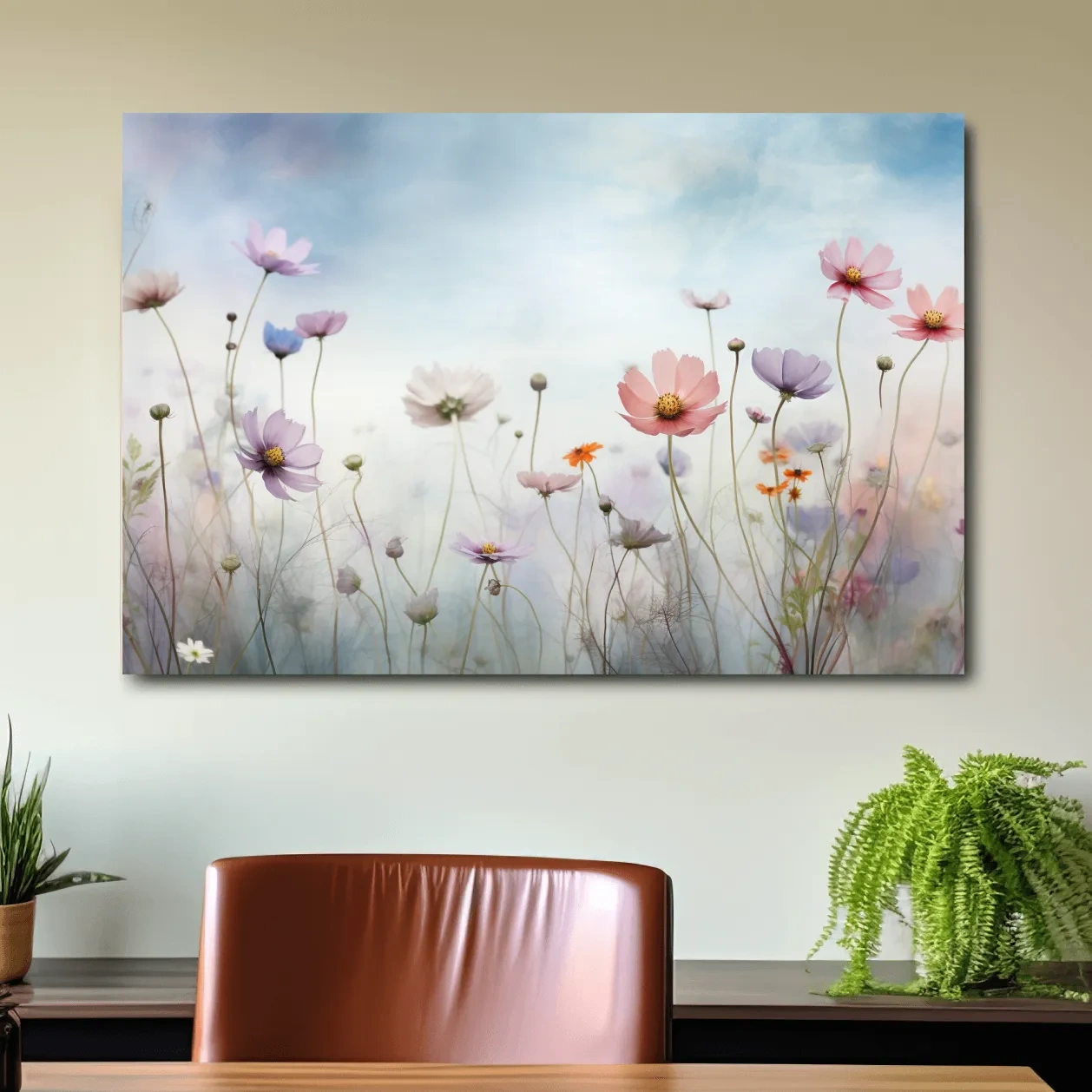 Dreamy Pastel Wildflower Meadow Painting - Soft Watercolor Floral Wall Art