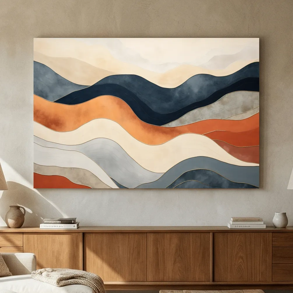 Abstract Wavy Mountain Layers - Mid Century Modern Landscape Wall Art