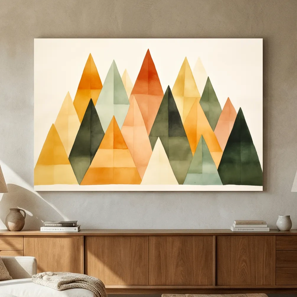 Geometric Watercolor Mountains - Modern Scandi Minimalist Wall Art