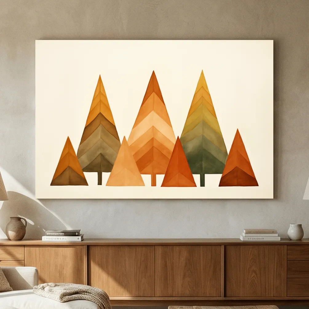 Minimalist Watercolor Pine Tree Forest - Scandinavian Geometric Nature Wall Art