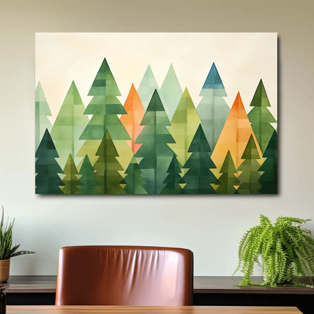 Minimal forest artwork, bohemian rustic trees wall art