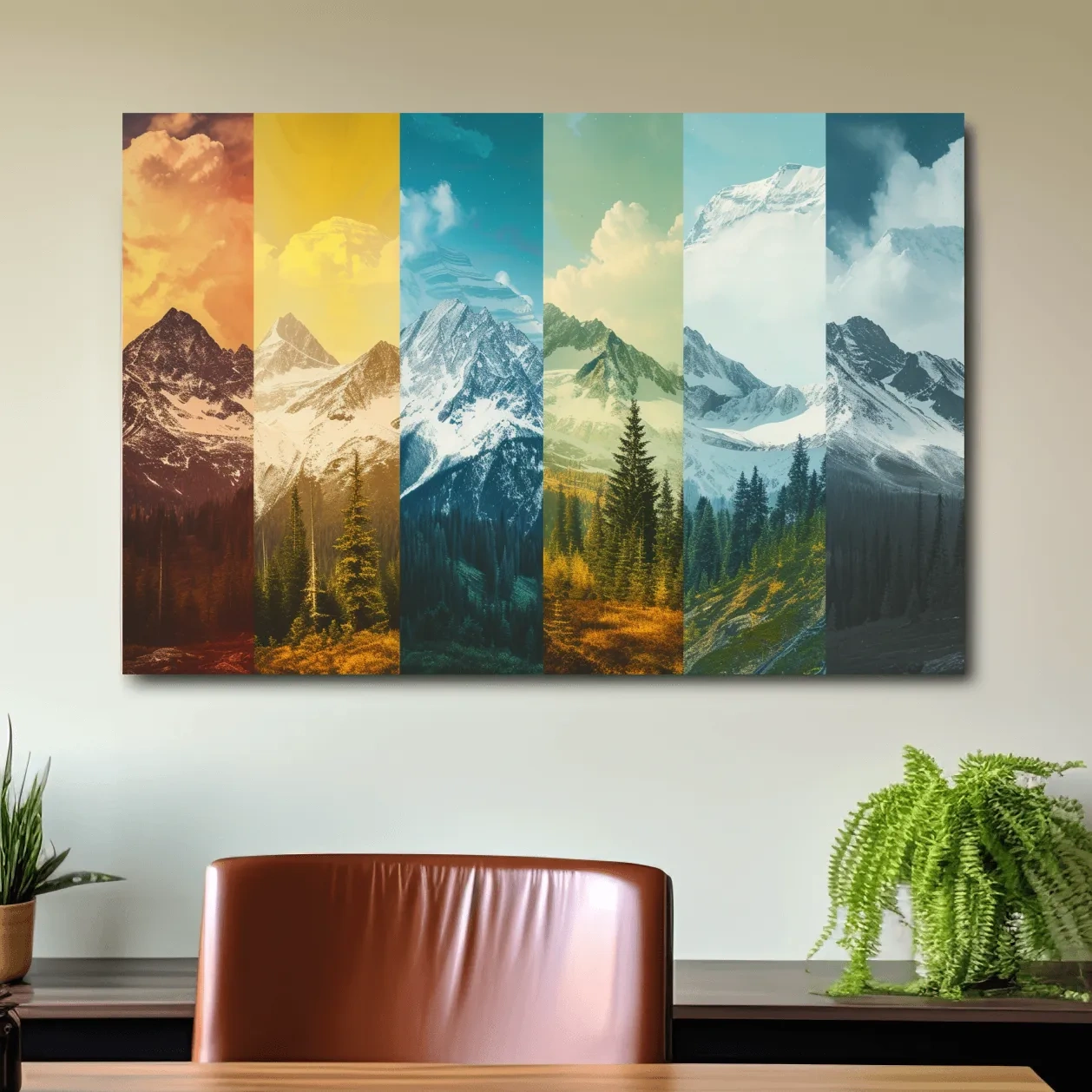 Colorful Mountain Peaks Collage - Modern Alpine Glacier Wall Art