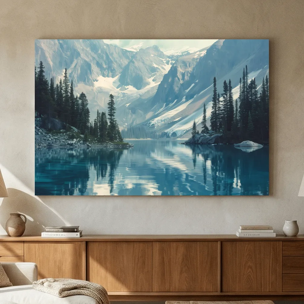Rocky Mountains Turquoise Alpine Lake Reflection Photography - Pacific Northwest Mountain Wall Art