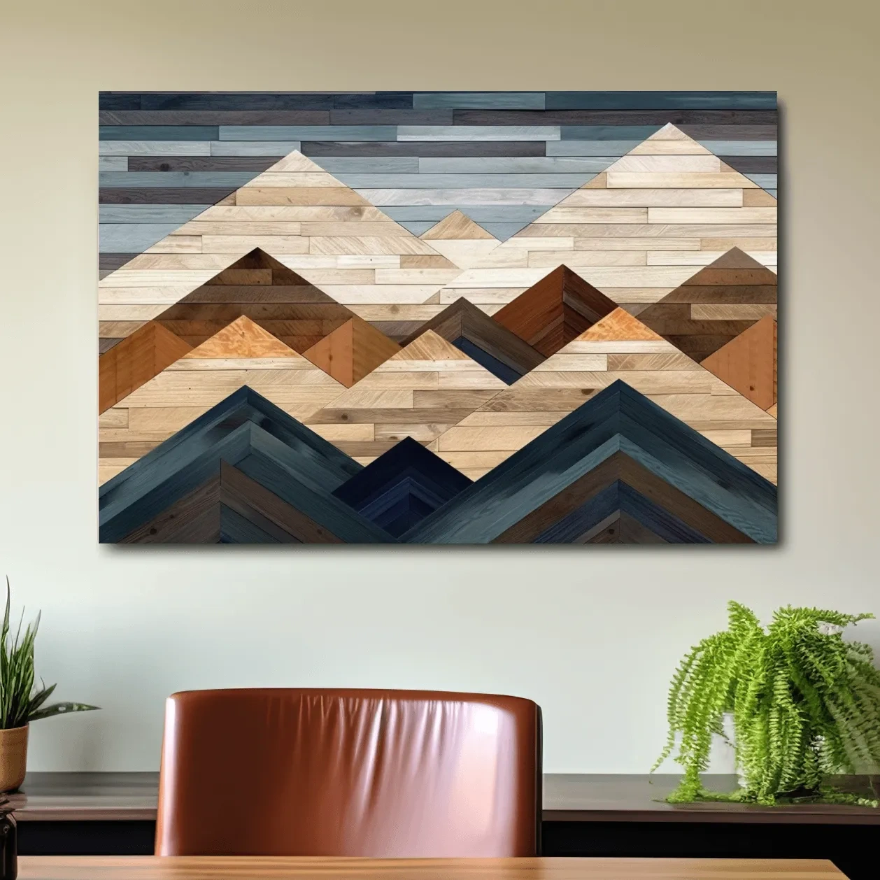 Printed wooden panel mountain art