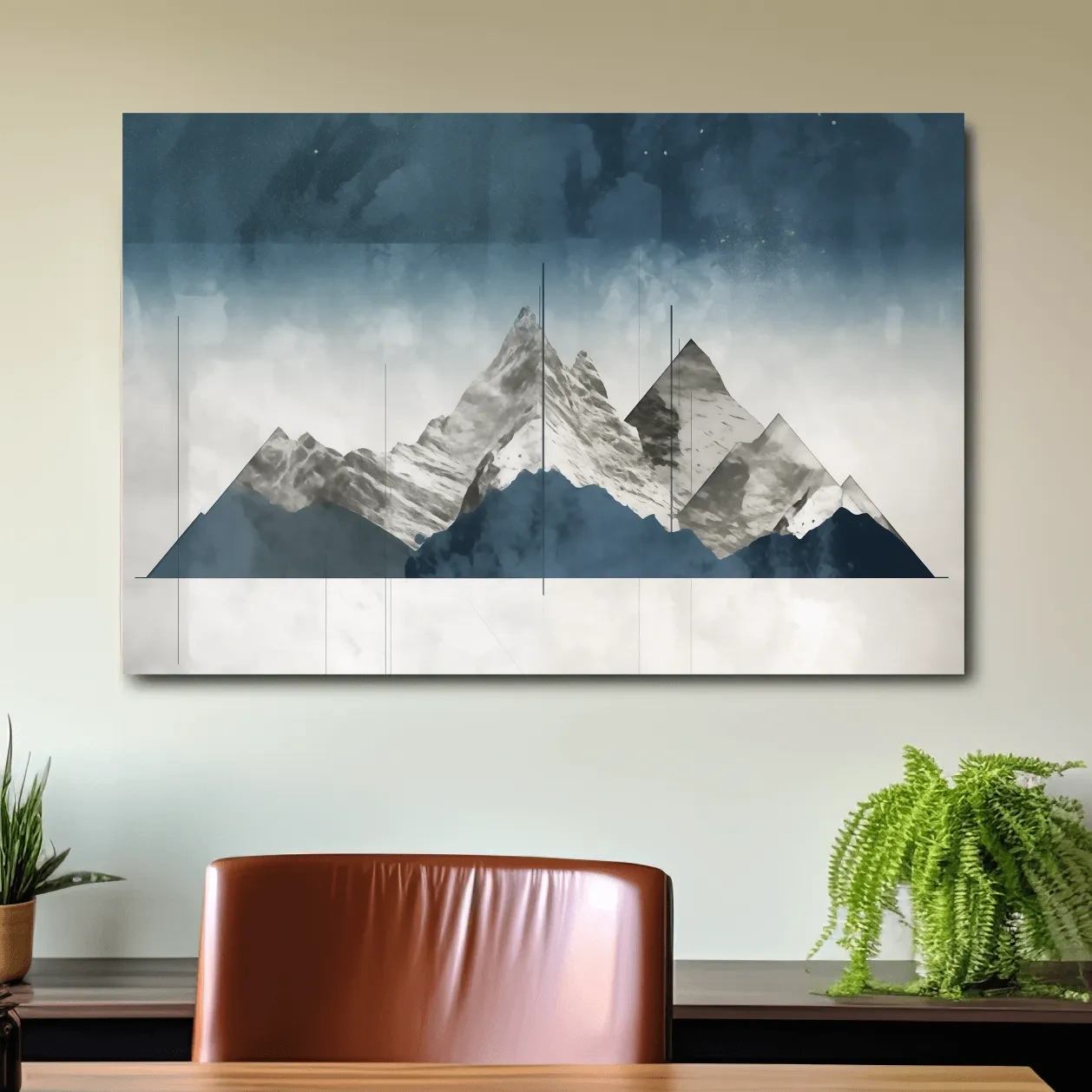Simple abstract mountain painting