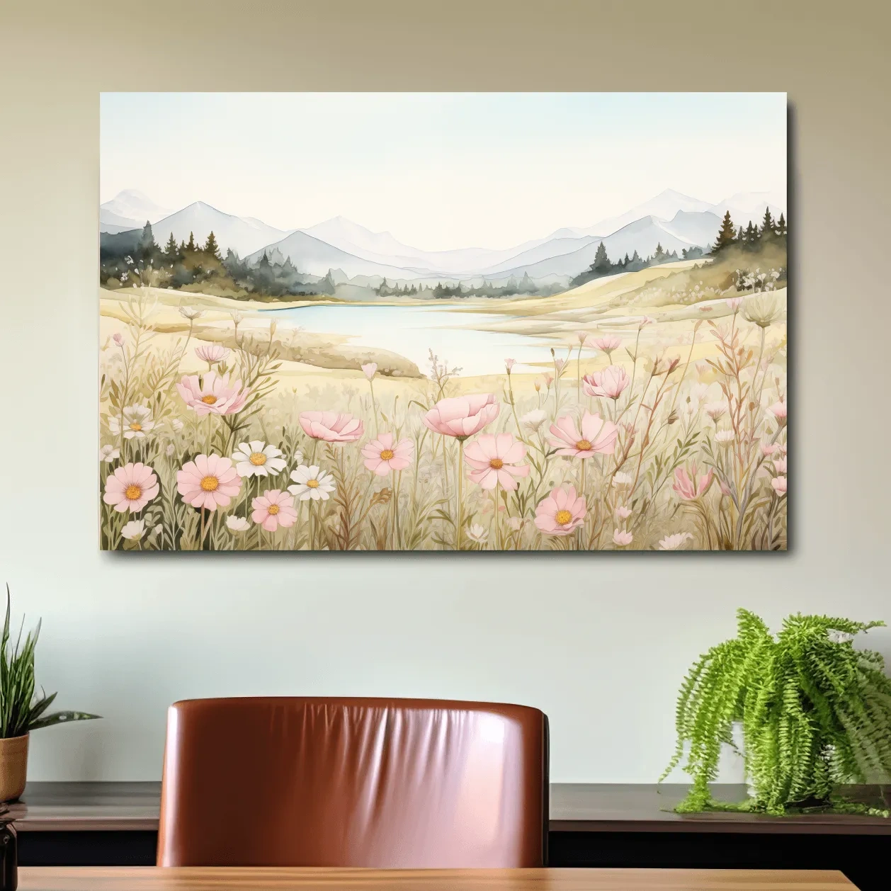 Watercolour painting of flowers in the alpine meadows