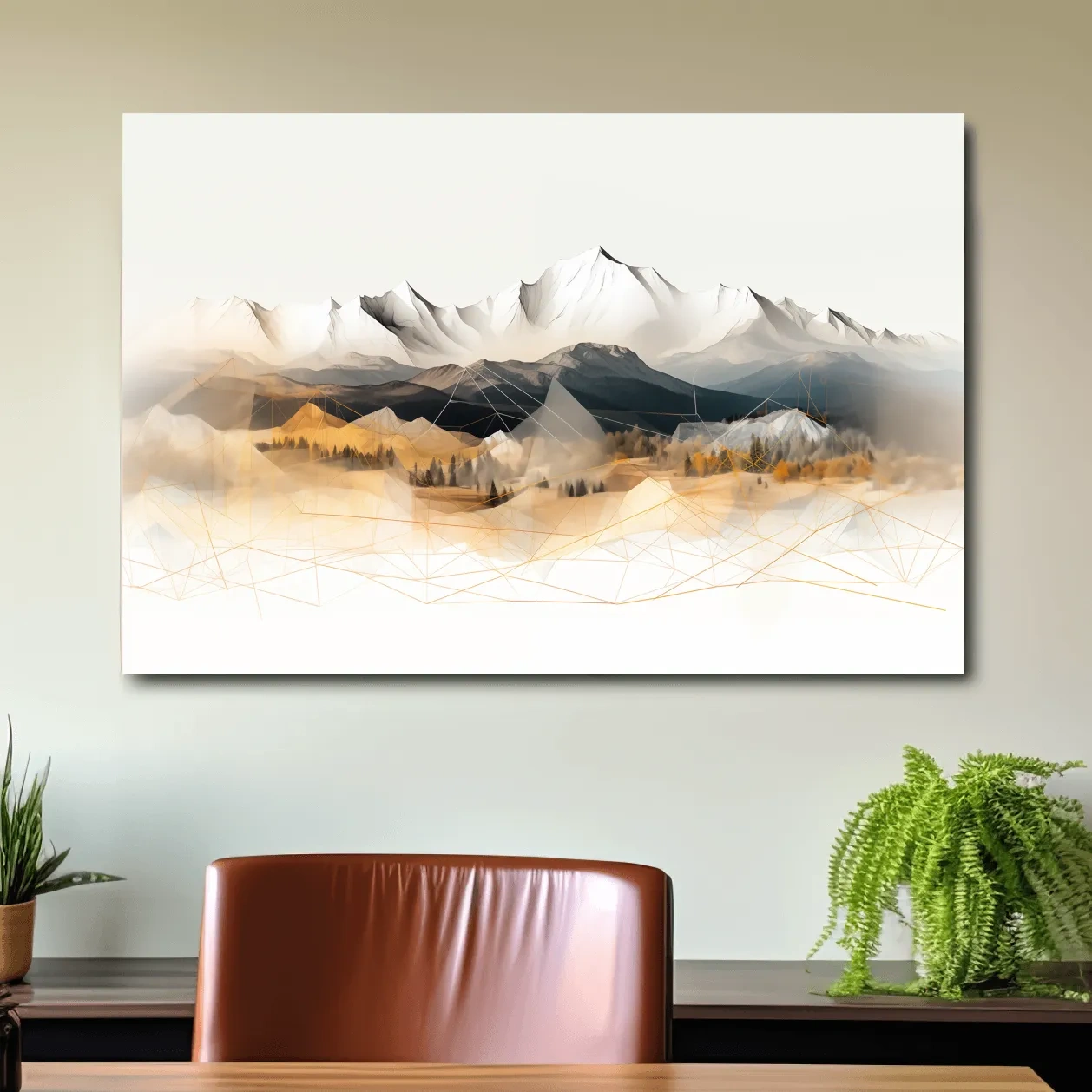 Geometric Mountain Range Forest Landscape - Modern Abstract Wall Art