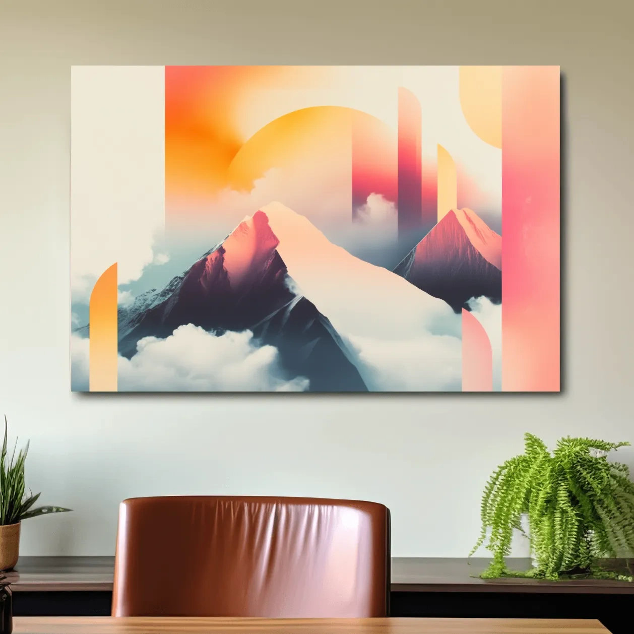 Abstract retro style mountain ski poster artwork