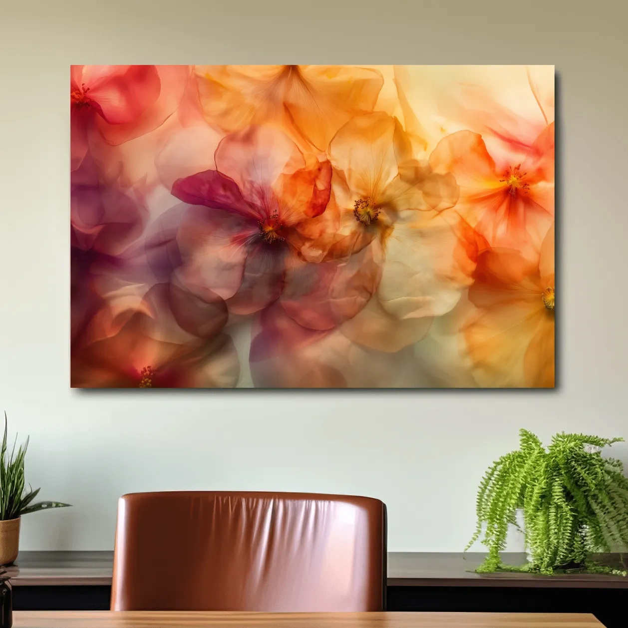 Oshibana style pressed flowers wall art print