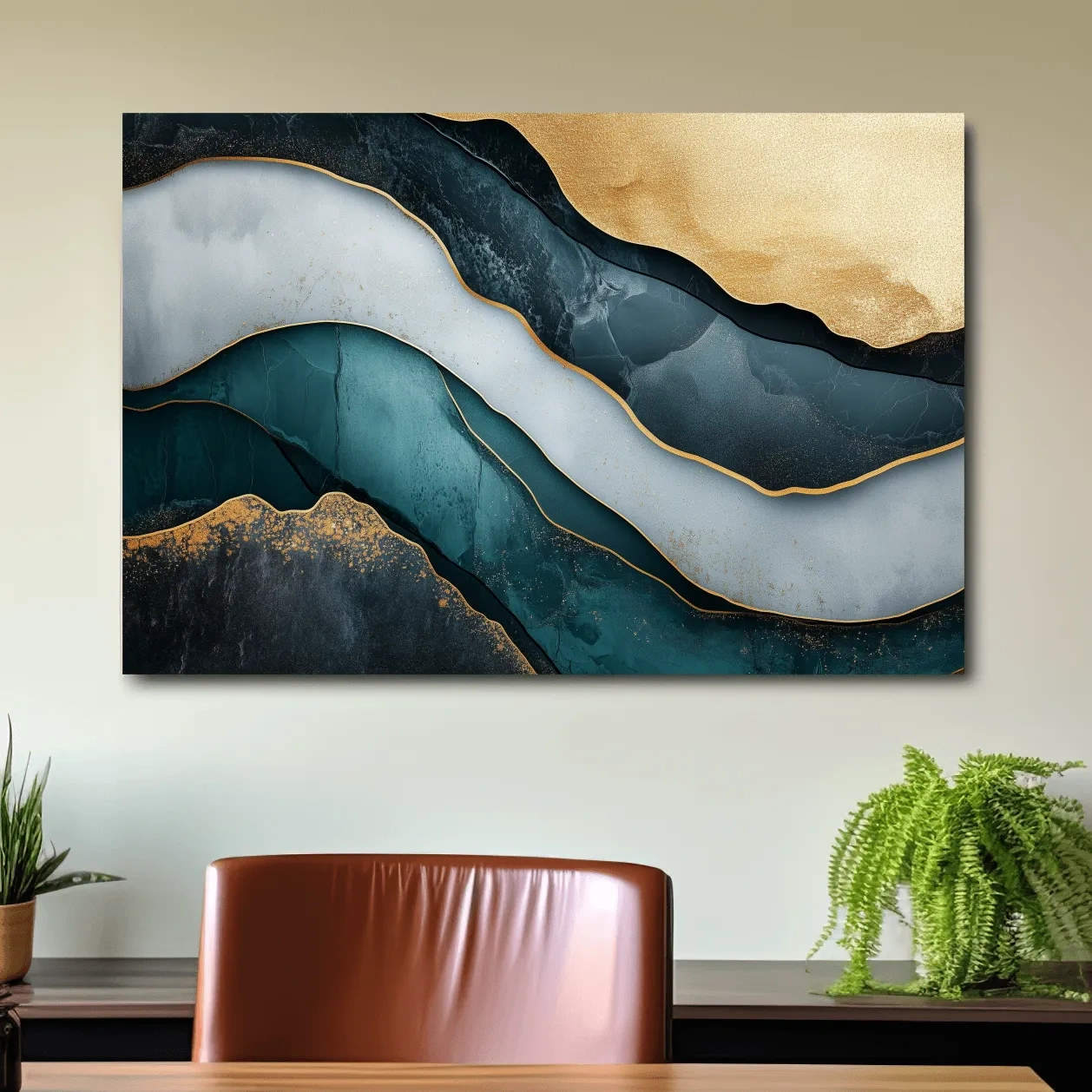 Elegant Gold Abstract Layers - Modern Marble Texture Wall Art