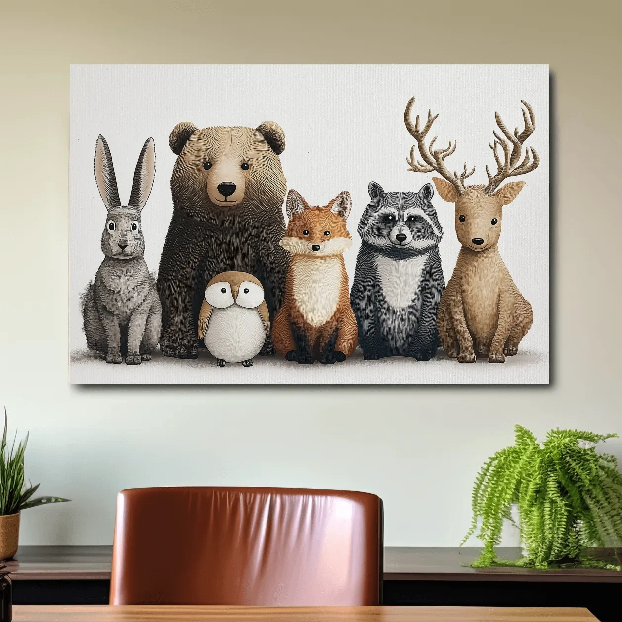 Adorable nursery woodland animals artwork, childrens room decor wall art