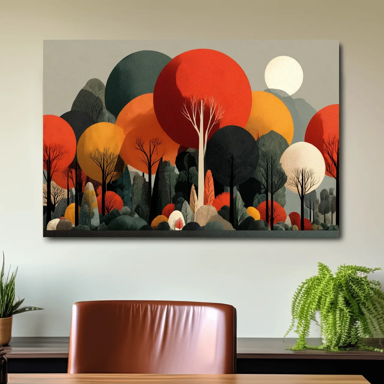 Abstract Autumn Forest Trees Canvas Art - Modern Scandinavian Wall Art