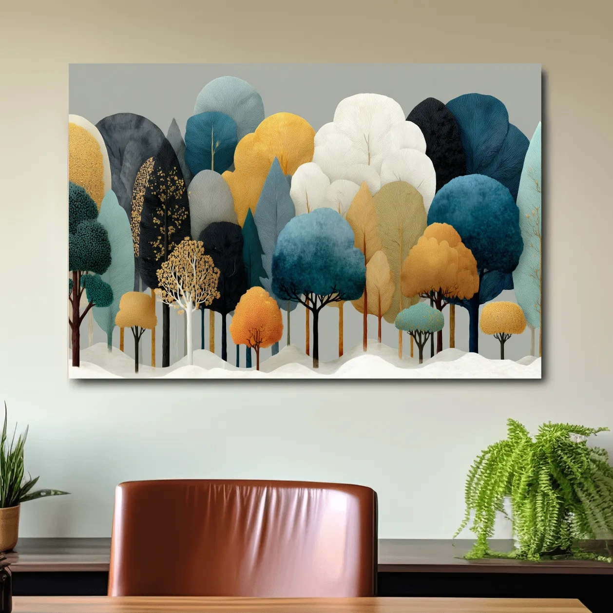 Scandinavian Winter Forest Trees Illustration - Modern Boho Nature Wall Art