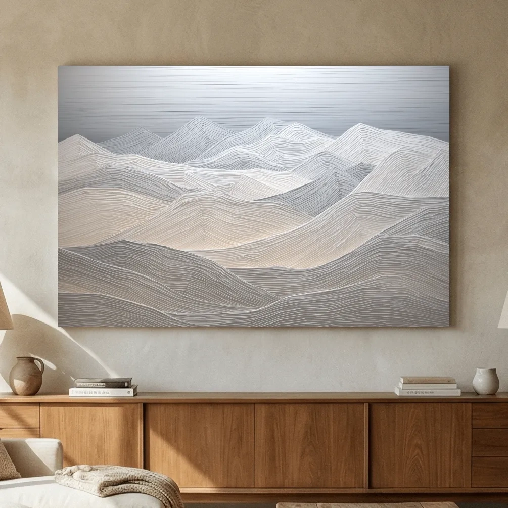 Minimalist Textured Topographic Mountain Ridges - 3D Painting Effect Wall Art