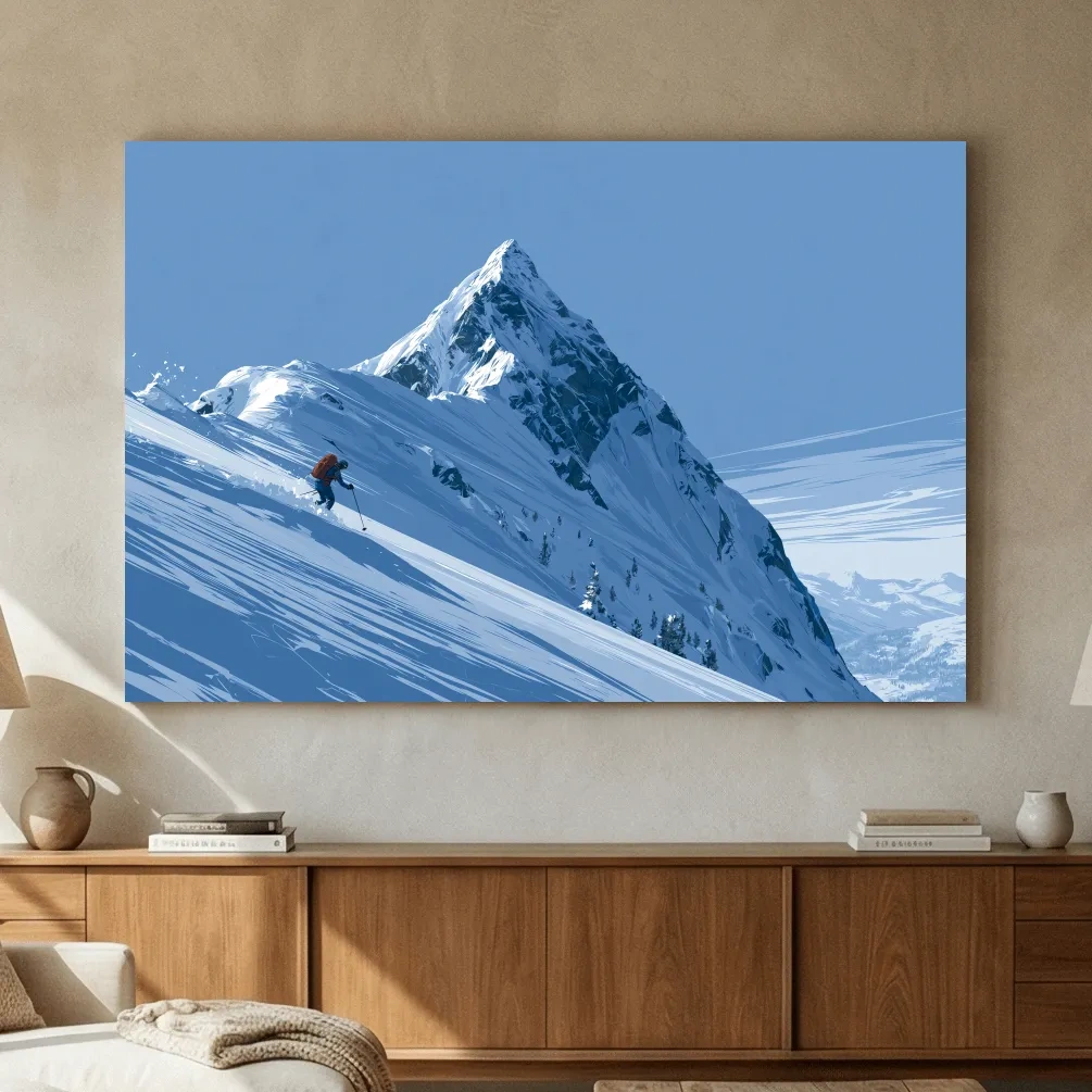 Epic Backcountry Skier On Snowy Peak - Alpine Mountain Winter Wall Art